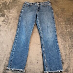 Gap Vintage Slim High Rise Jeans Womens 30 10R Blue Denim Raw Hem Medium Wash
